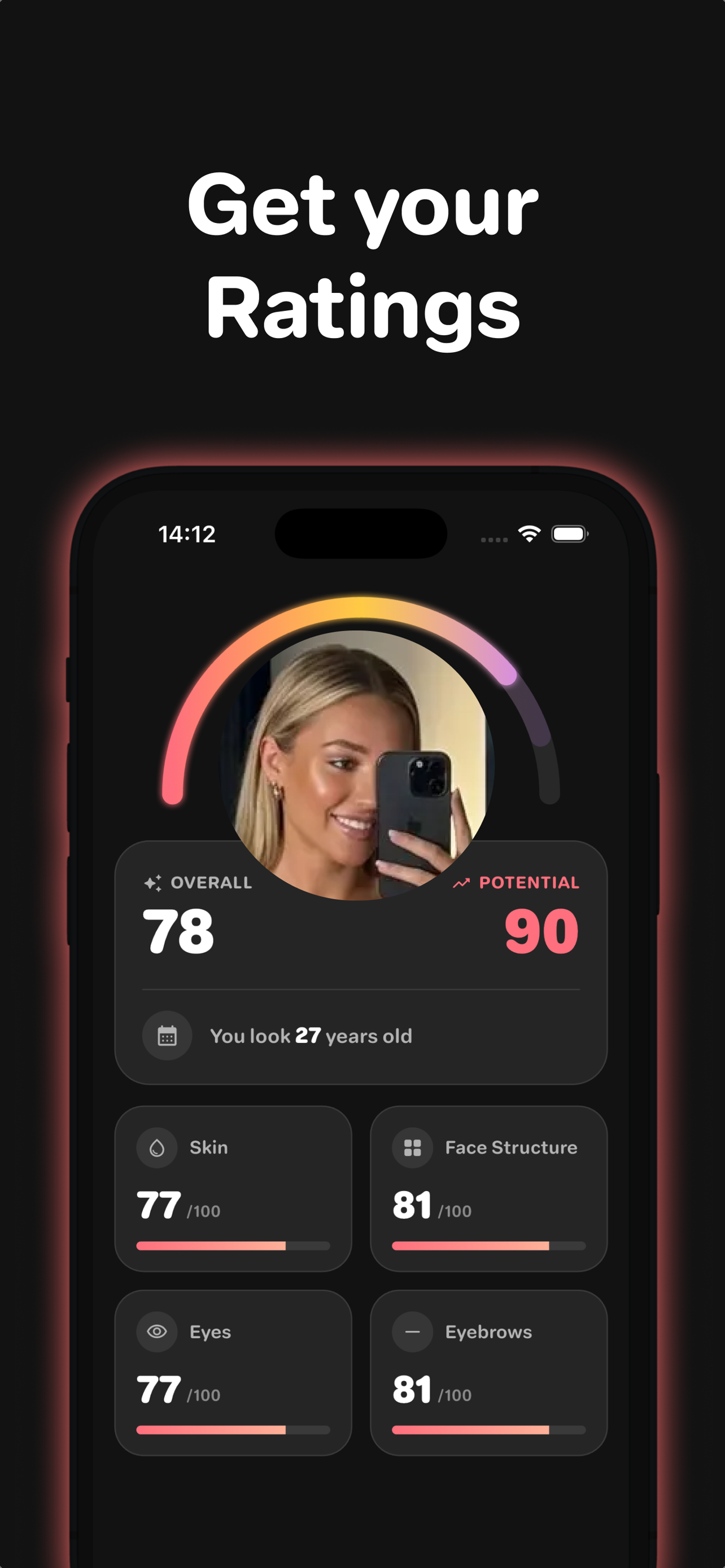 Aura Z AI face rating and beauty score